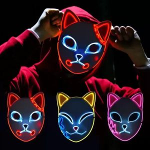 Party Masks Demon Slayer Tanjirou Mask Sabito Mascarilla Anime Makomo Masques Halloween Costume Mascaras LED