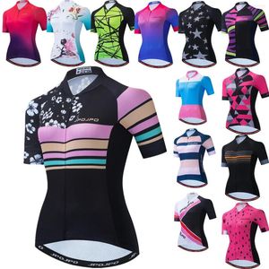 Racing Jackets Pro Team Cycling Jersey Women Female Bicycle 2023 Short Sleeve Bike Wear Quick Dry Breathable S-3XL