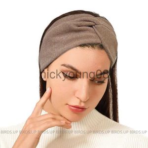 Bandanas New Cashmere Cross Wide Headbands Winter Ear Warmer Soft Elastic Headwrap Turbante for Women Solid Bandana Scarf Hair Accessories x0628