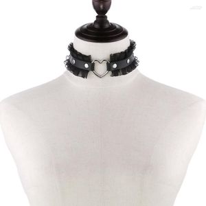 Choker svart sexig trendig rock gotisk krage halsband smycken goth pu läder spets hjärta harajuku punk halsband för kvinnor gåva