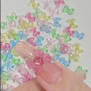 Nail Art Decorations 100Pcs Ice Transparent Ribbon Bows Charm 8 11mm Candy Resin Jewelry Macaron Jelly BowTie Press On Manicure DIY Kawaii