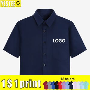 Camisas de vestido masculinas de manga curta Camisa de cor sólida High-end Business Daily Tops Uniformes da empresa podem ser personalizados com bordado impresso 230628