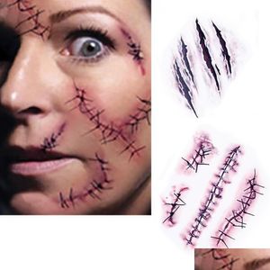 Temporary Tattoos Halloween Zombie Scars With Fake Scab Blood Special Costume Makeup Xb1 Drop Delivery Health Beauty Body Art Dhn8L