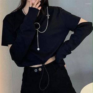 Women's Pants Spring Autumn Women Harajuku Cargo Coat Handsome Cool Streetwear Two-piece Suit Chain Long Sleeve Ribbon Sportswear