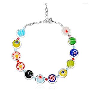 Strand 2023 Fashion Handmade DIY Cute Millefiori Glass Beads Bracelets For Women Colorful Round Fried Chain Bracelet Girl Gifts