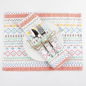 Table Napkin Europe Print Fabric Cotton Linen Placemat Heat Insulation Mat Dining Kids Country Placemats