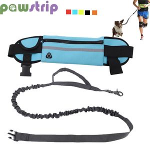 Dog Collars Hands Free Leash With Waist Bag Retractable Elastic Traction Rope For Outdoor Running Walking Reflective Dogs Set