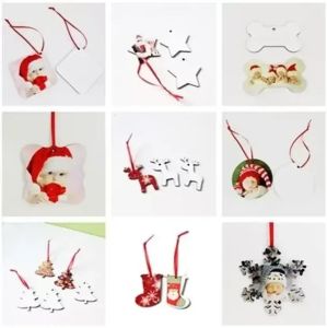 Sublimation Christmas Ornaments MDF Blank Round Square Snow Decorations Thermal Transfer Printing Tree Pendant Decors
