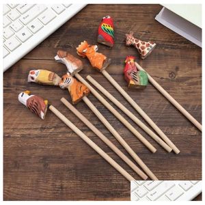 Party Favor Wood Pencil Cartoon Animal Wooden Pencils Unique Supplies Novelty Gifts For School Office Classroom Write Pen Drop Deliv Dhk7G