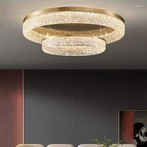 Ceiling Lights BOSSEN Full Copper Resin Stainless Steel Light LED Appliances Super Bright Living Room Bedroom Dimmable Chandelier