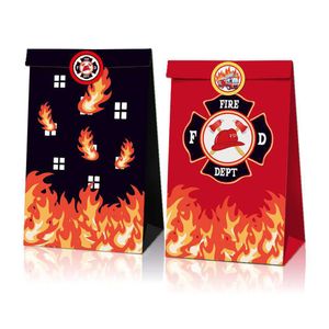 Opakowanie na prezenty 12PCS Fireman Birthday Paper Torby cukierkowe torby na prezent strażacki z 18pc naklejki chłopiec strażak 4. Dekoracja przyjęcia urodzinowego 230627