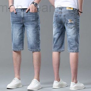 Designer de jeans masculino 2023 verão novo jeans, shorts, calça média de luxo marca leve, capri, elástico pequeno reto 8FW9