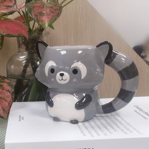 Canecas 3d linda caneca animal guaxinim simulação café copo de cerâmica presente de aniversário 230627