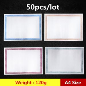 Certificate Free shipping50pcs/lot 4 styles A4 certificate authorization 12K blank inner copy paper 120g thick paper preprint lace pattern