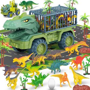 Diecast Model araba çocuk Dinozor Oyuncak Araba Büyük Mühendislik Araç Modeli Eğitici Oyuncak Taşıma Aracı Oyuncak Erkek Kız Dinozor Hediye ile 230627