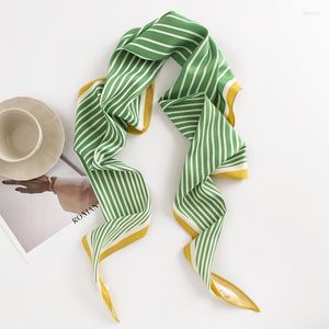 Scarves Fashion Satin Silk Hair Ribbon Scarf For Women Striped Print Skinny Scrunchies Hairbands Neckerchief Wrist Wrap Neck Tie 2023