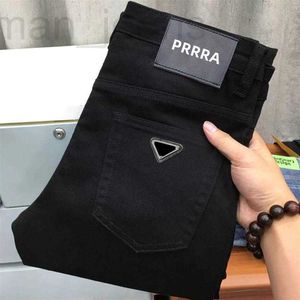 Jeans masculino designer de marcas de moda design calça jeans masculina prdda original estilo correto liso preto e branco elástico fino casual de negócios