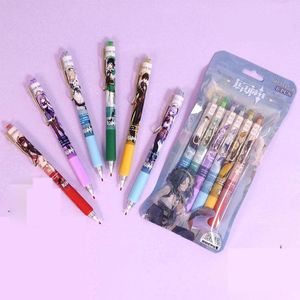 ペン36 PCS/ロットKawaii Genshin Impact Clip Gel Pen Cute 0.5mm Black Ink Signature Pens School Office Writing Supplies Stationery Gift