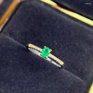 Cluster Rings Valentine's Day Present Natural And Real Emerald Ring 925 Sterling Silver For Men Or Women