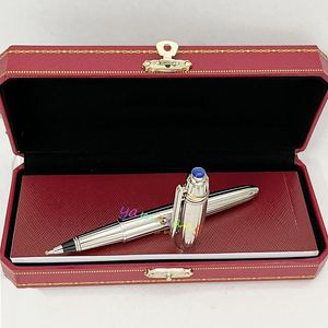 Pennor Yamalang Brand Classic Metal Signature Pen Sier With Blue Drill Ball Point Comant Writing Stationery
