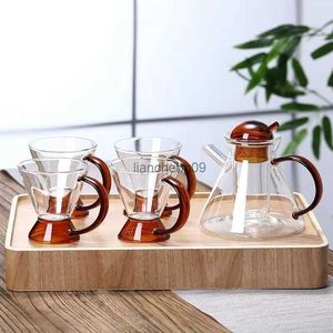 Glass cold water cup glass cold kettle amber with ball cover Faz pot flower teapot tea set cup cute water bottle L230620