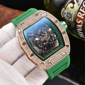 luxury watch 3 pins new men's high quality diamond quartz watch stainless steel case watch candy color rubber watch band