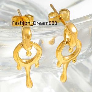 Bijoux Inoxydable Femme Glace Fondue 18K Filled Irregular Gold Titanium Cute Tiny Helix Simple Unique Statement Stud Earrings