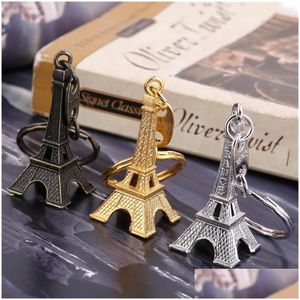 Keychains Lanyards Lovely Retro Mini Paris Eiffel Tower Model Keychain Keyring Keyfob Metal Ring Gift Decoration Souvenirs France Dhhrc