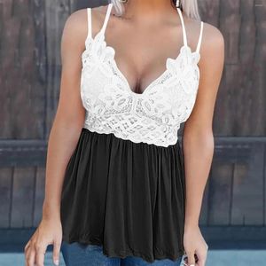 Kadın Tankları Kadın Dantel Şifon Tank Top Yaz Kolsuz V Boyun Seksi Backless Cami Parti T-Shirt Kaşkorse Streetwear L5 Tops