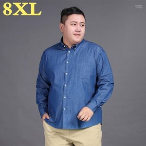 Camicie casual da uomo 6XL 8XL 7XL Plus Size Jeans Uomo Cotone manica lunga Oxford Slim Camisa Social 2023 Autunno Camicia di jeans Uomo