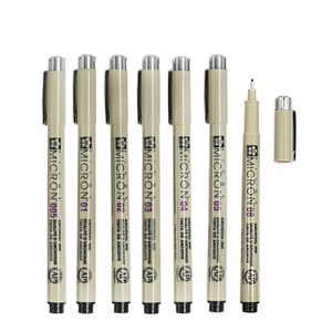 Pennor 7 PCS/Lot Sakura Pigma Micron Needle för att rita skisstecknad arkivering Ink Gel Pen Stationery Animation Art Supplies A6922