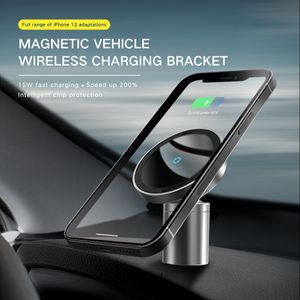 Caricabatterie wireless per telefono da auto magnetico da 15 W per iPhone 14 13 12 11 Pro Supporto per telefono cellulare GPS per cruscotto a ricarica rapida / presa d'aria