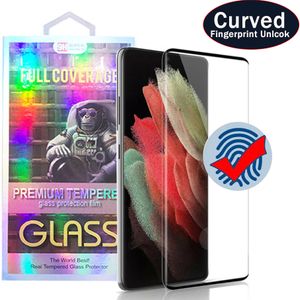 S23 Ultra 3D gebogener Handy-Displayschutz aus gehärtetem Glas für Samsung Galaxy S23 S22 S21 S20 Note20 Ultra S10 S8 S9 Plus Note10 NOTE8 NOTE9 Folie in Einzelhandelsverpackung