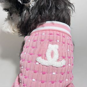 Designer Dog Clothes Brands Dog Apparel Dogs Sweaters with Classic Letters Pattern Stretch Comfort Cotton Pet Sweatshirt Sweater Vest for Small Doggy Pink