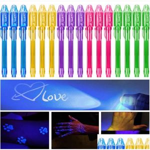 Multi Function Pens Invisible Uv Ink Marker Pen With Traviolet Led Blacklight Secret Mes Writer Magic Disappear Words Kid Party Favo Dhcpu