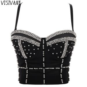 Kvinntankar Camis Visivane Diamond Sequin Tank Top Women Bh Camis Shirt Woman Clothing Y2K Shaper Sexy Corset Ladies Crop Tops Blusa 230627