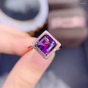 Cluster Rings 925 Sterling Silver Origin Amethyst Ring For Women Fine Anillos De Wedding Bands Natural Gemstone Jewelry Females