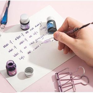 Długopisy 2021 Crystal Starry Sky Glass Pen and Ink Tink Glass Dip Pen Fountain Pen ANKS DO PISKIPTY