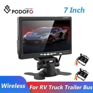 S Podoofo Wireless Backup Cameras IR Nocne Vision Waterproof z 7 -calowym monitorem w widoku wstecznym dla systemu wspomagania autobusów ciężarówki RV L230619