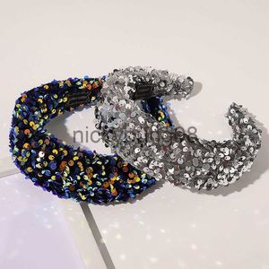 Bandanas moda lśniące cekiny głowica hoop lady gąbczaste fryzury kolorowe szerokie opaski na głowę Brimmed Glitter Fairbands Słodki prosty nakrycie głowy x0628