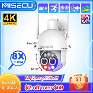 MISECU UHD 4K 8X PTZ Hybrid Zoom 2.8mm 12mm Dual Lens Wireless IP Camera 8MP Human Detect Auto Tracking Wifi Camera Color Night L230619