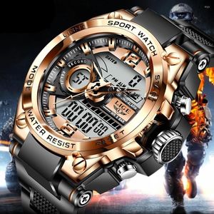 Wristwatches LIGE Men'S Digital Electronic Wrist Watches Army Sport Clock 50m Waterproof Chronograph Military Watch For Men