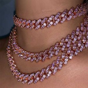 Strands Caraquet Bling Pink Crystal Cuba Link Choker Naszyjnik dla kobiet złoto srebrny kolor mody punkowy hip -hop Chunky biżuterię 230613