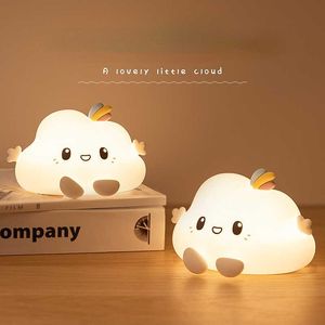 Lights Touch Sensor Cloud LED Night Light Remote Control 16 Färg USB uppladdningsbar silikon sovrum sovrum lampa för barn baby gifthkd230629