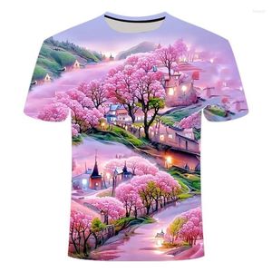 Männer T Shirts 2023 Frühling Und Herbst Landschaft Serie 3D Gedruckt Kurzarm Casual Trend Männer der Frauen der Mode T-shirt