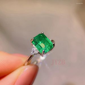 Cluster Rings High Jewelry Natural Emerald Ring Female 925 Sterling Silver Niche Design Instagram Trendy Personality Gem Index Finger