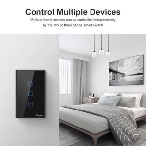 CONTROL ITEAD SONOFF T2 T3 US TX SMART WIFI WALL TOUCT STUSCIO con interruttore Light Wifi Smart Home Home 1/2/3 GANG RF 433MHz Remote