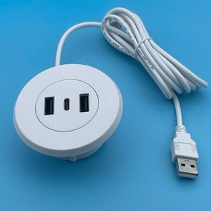 5 см Отверстие для втулки Настольный монтаж 2 порта USB + 1 порт Type-C 2.0 Hub для ноутбука ПК Кабель для зарядки компьютера Сетевой шнур 100 шт.