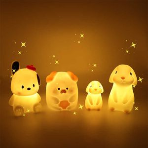 Gel di silice Night Light arredamento camera da letto Luci Bottone alimentato a batteria Moonlight Cartoon Animal Lampade Regalo per bambini lampada decorativa HKD230628