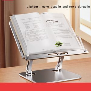 Storage Holders Racks Adjustable Aluminum Book Stand Multi Heights Angles Cookbook Bracket Desk Reading Holder for Office Kitchen School Laptop Tablet 230627
